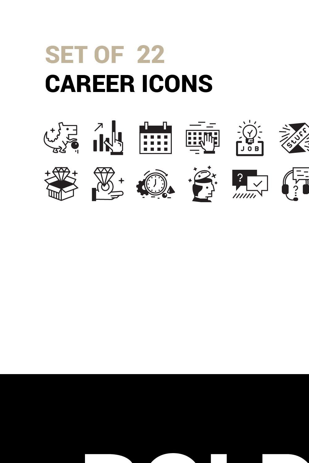 Set Of 22 Career Icons. pinterest preview image.