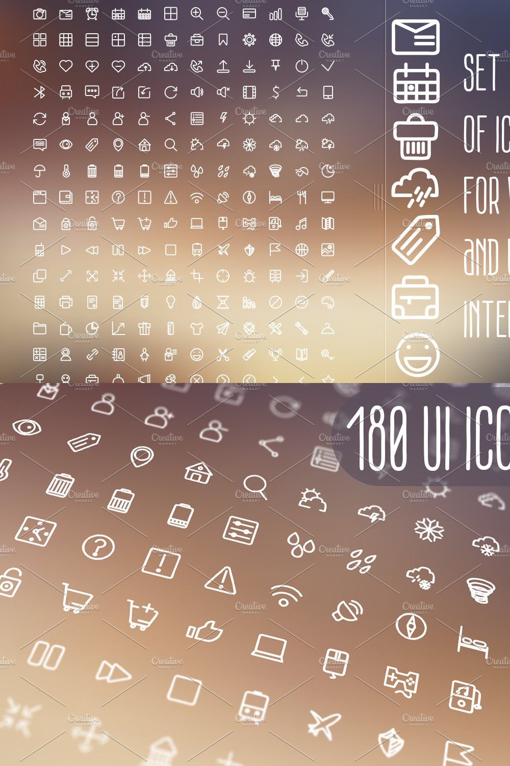 Set Of Icons For Web And UI pinterest preview image.