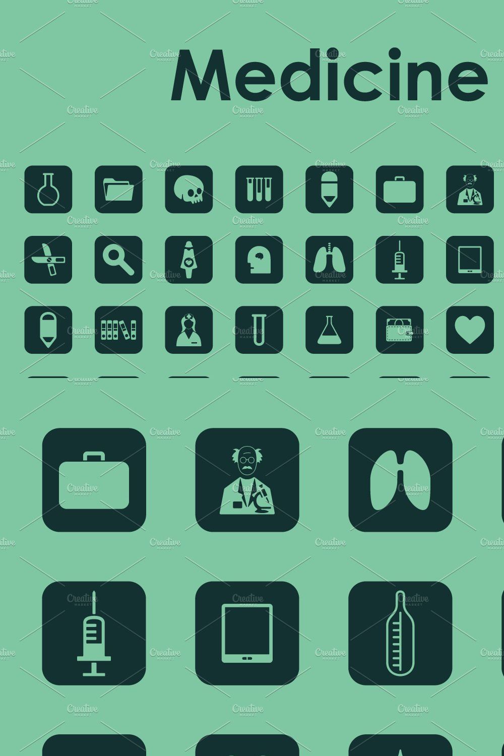 Set of medicine simple icons pinterest preview image.