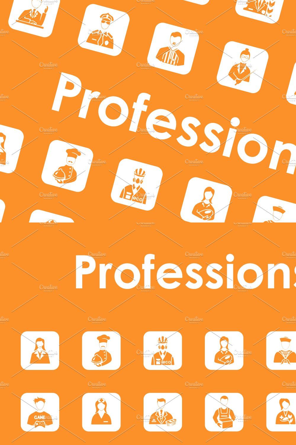 Set of professions simple icons pinterest preview image.