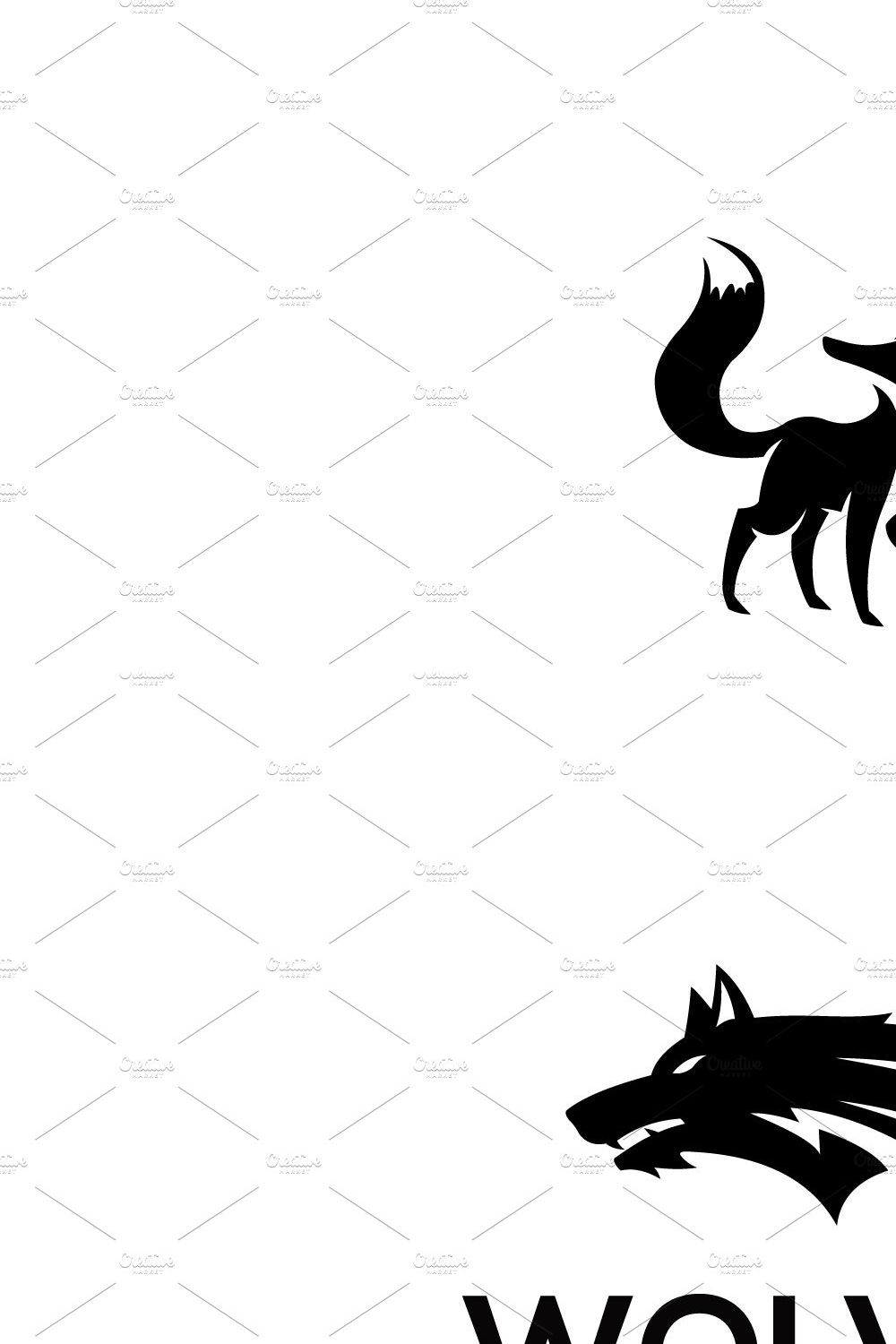 set of wolf logo vector design pinterest preview image.