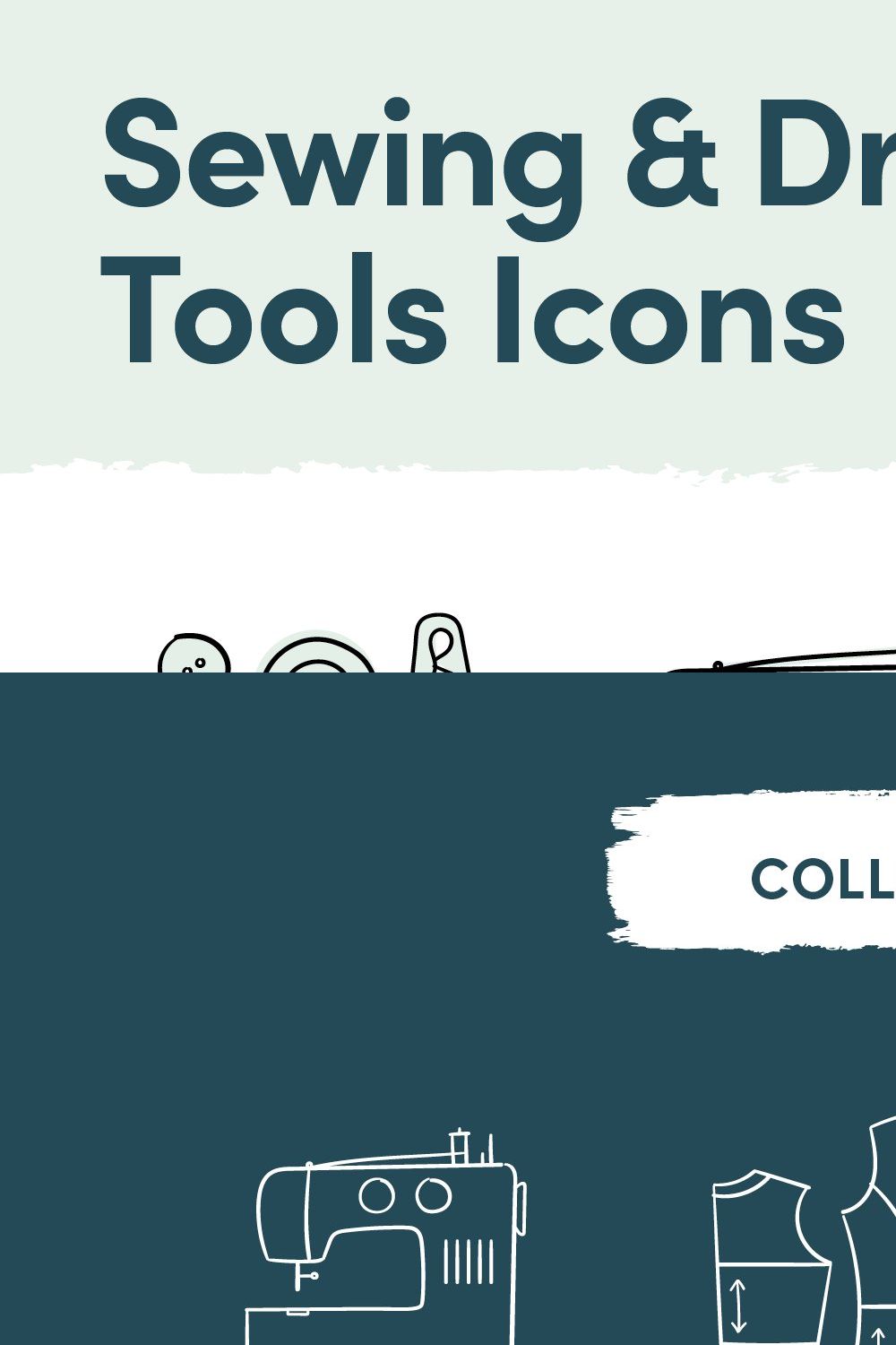 Sewing & Dressmaking Tools Icons pinterest preview image.