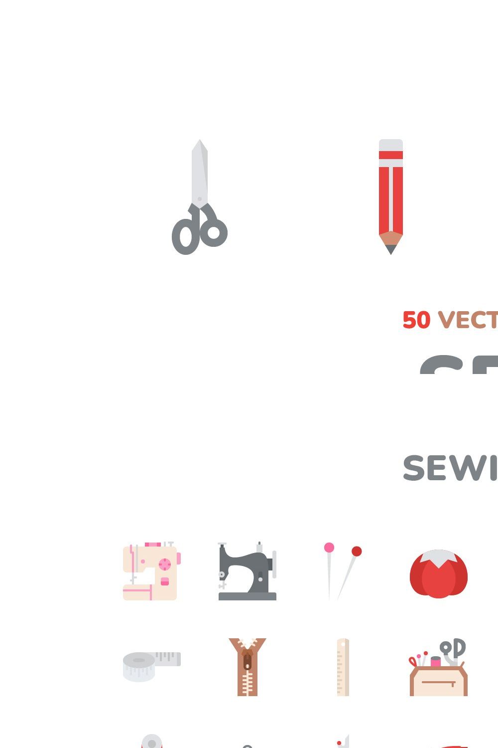 Sewing Icon Pack pinterest preview image.