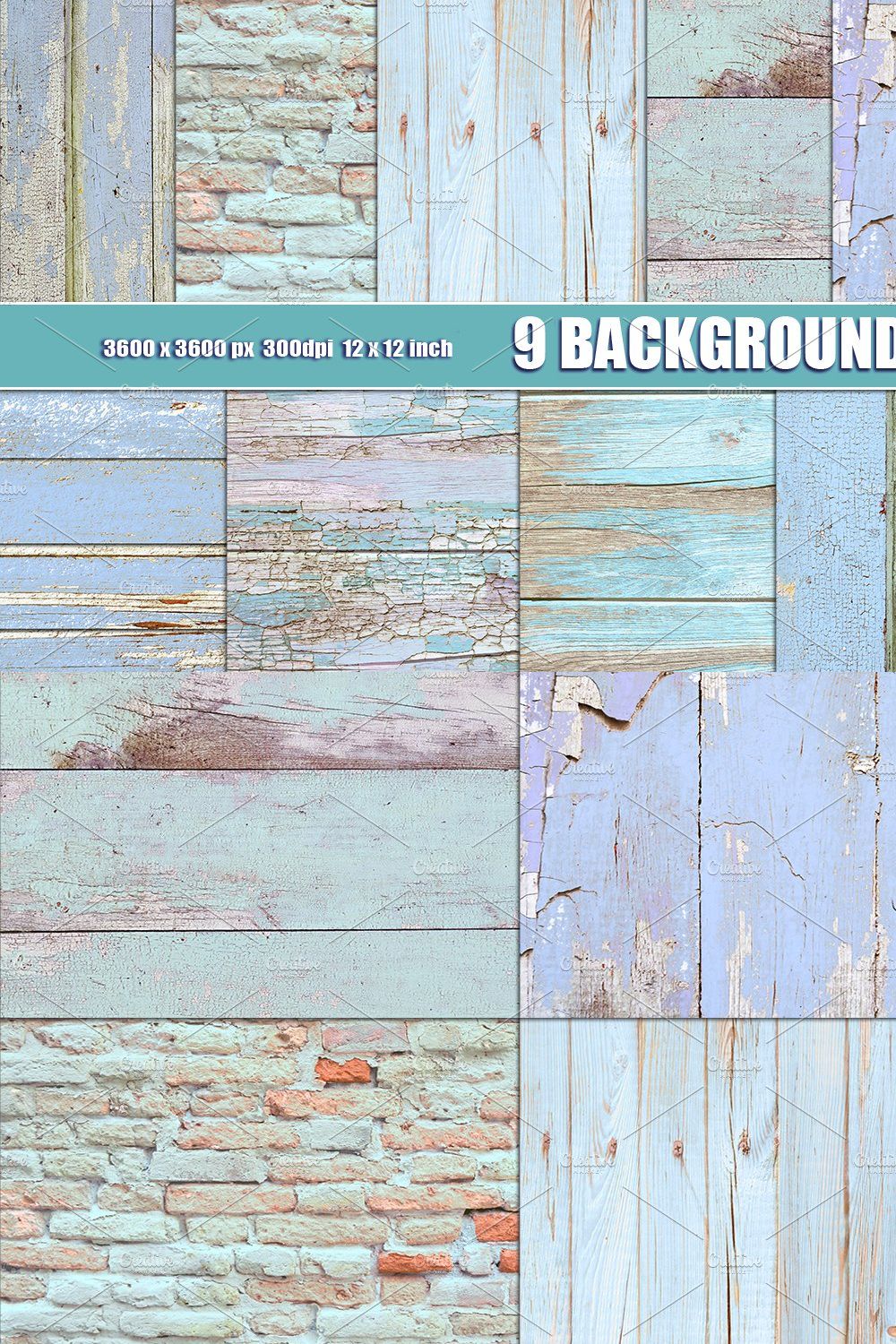 Shabby wood and brick wall texture pinterest preview image.