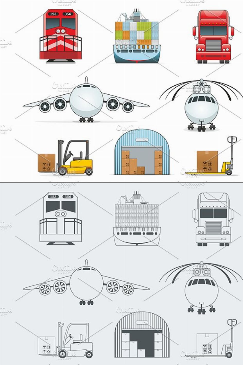 Shipping and Logistics Icons pinterest preview image.