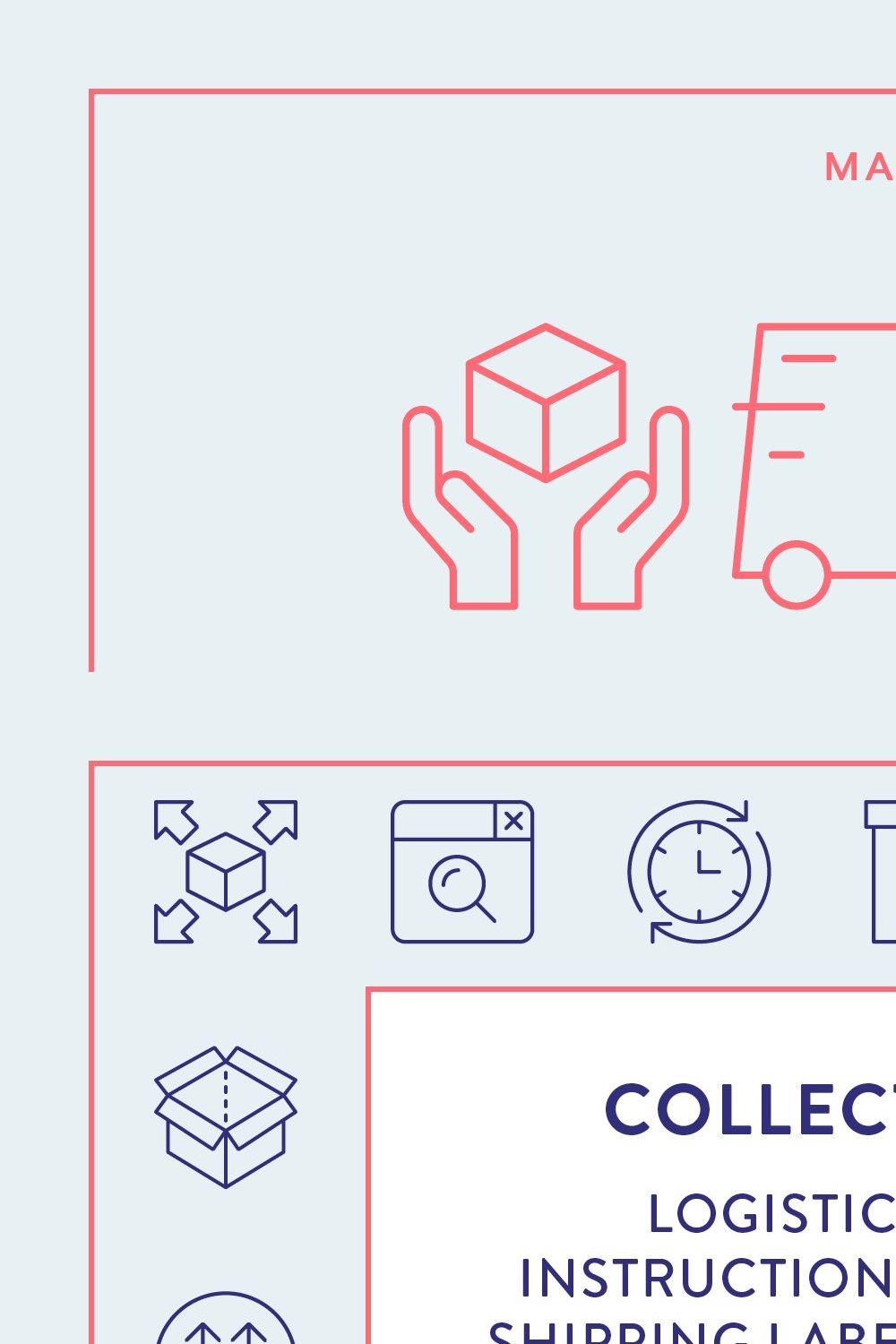 Shipping & Delivery Line Icons pinterest preview image.