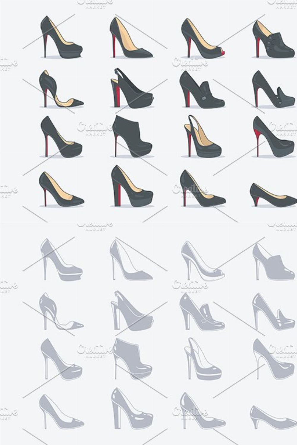 Shoes Set + pattern pinterest preview image.