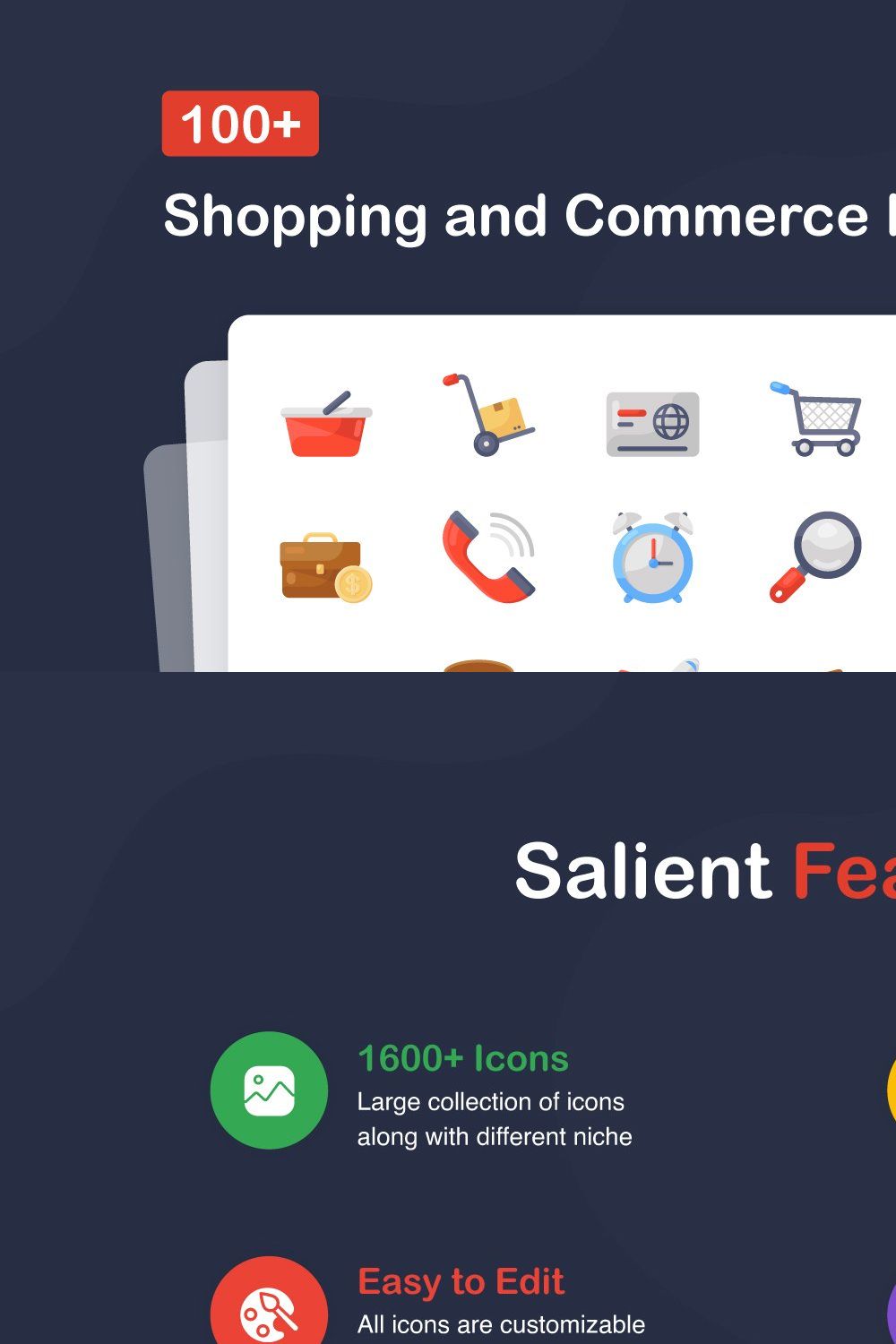 Shopping and Commerce Icons pinterest preview image.
