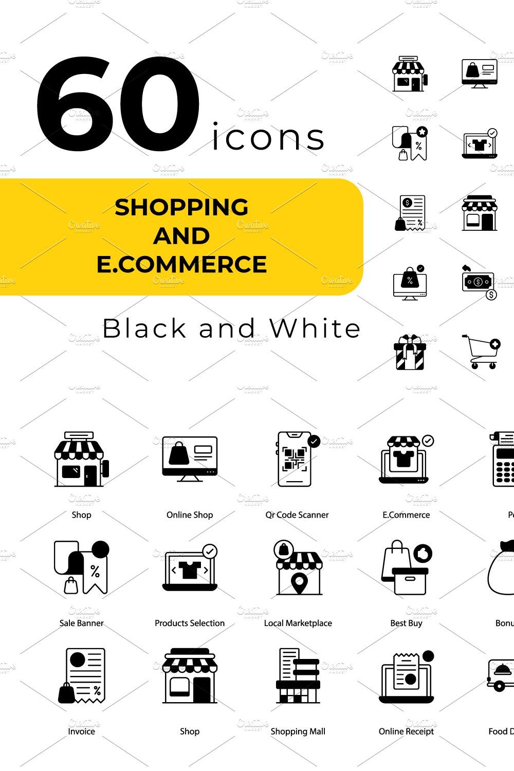 Shopping and E-Commerce icons pinterest preview image.