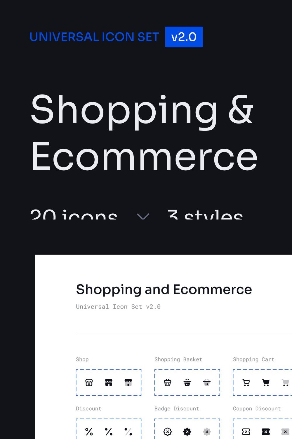 Shopping and Ecommerce Icon Set pinterest preview image.