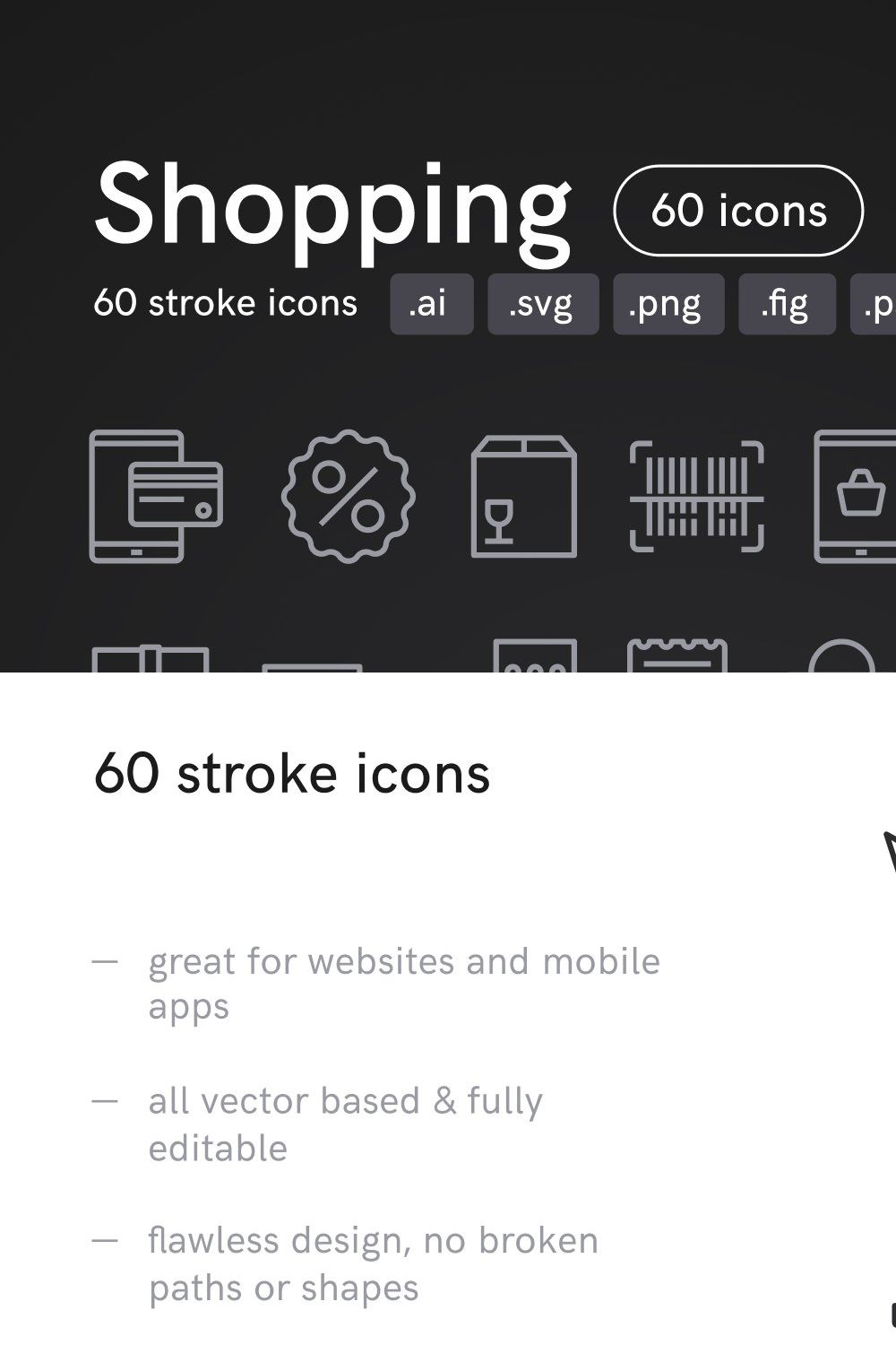 Shopping Icons pinterest preview image.