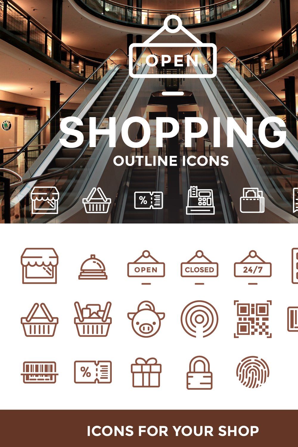 Shopping Icons / illustrations pinterest preview image.