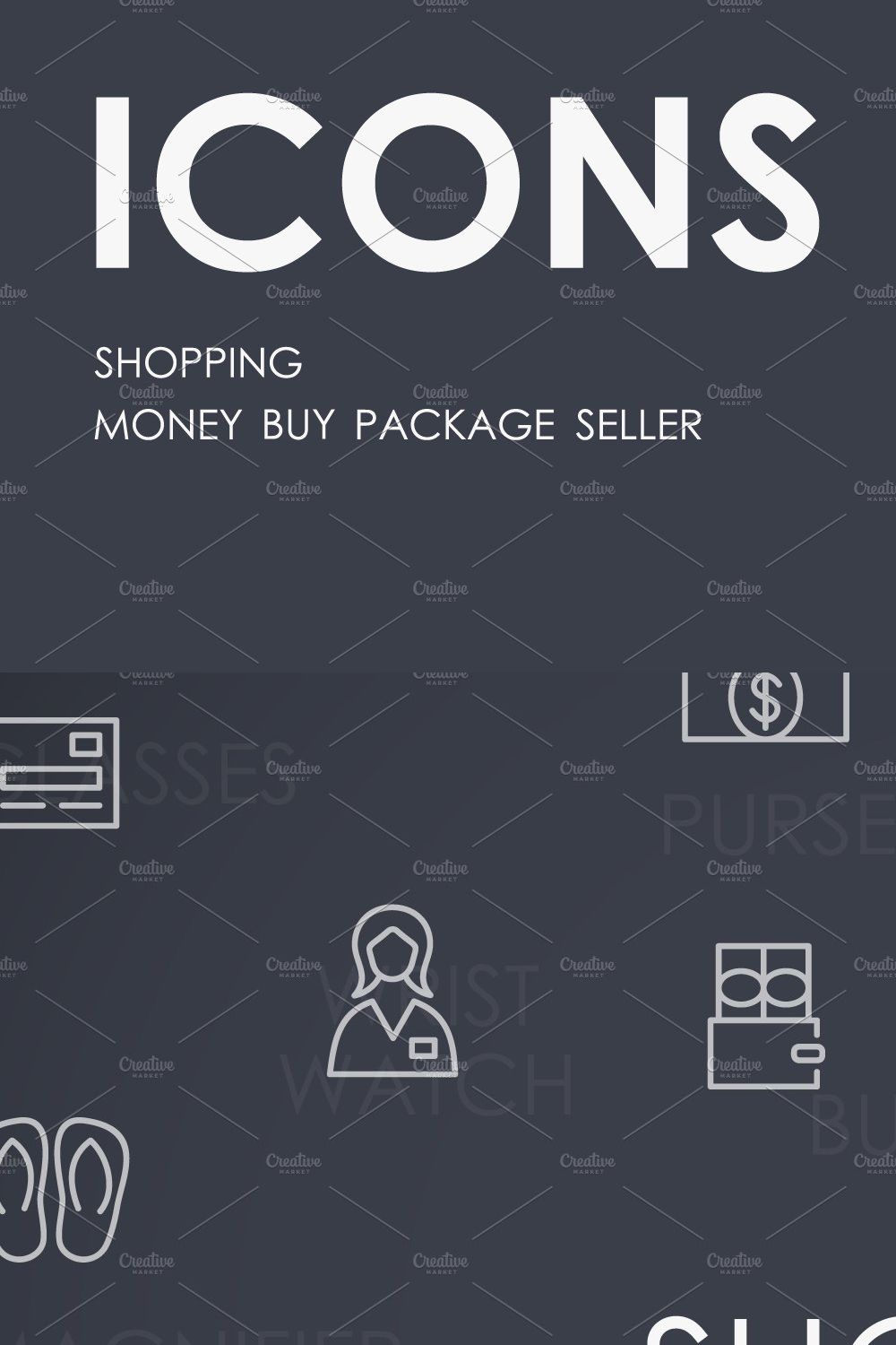 Shopping thinline icons pinterest preview image.