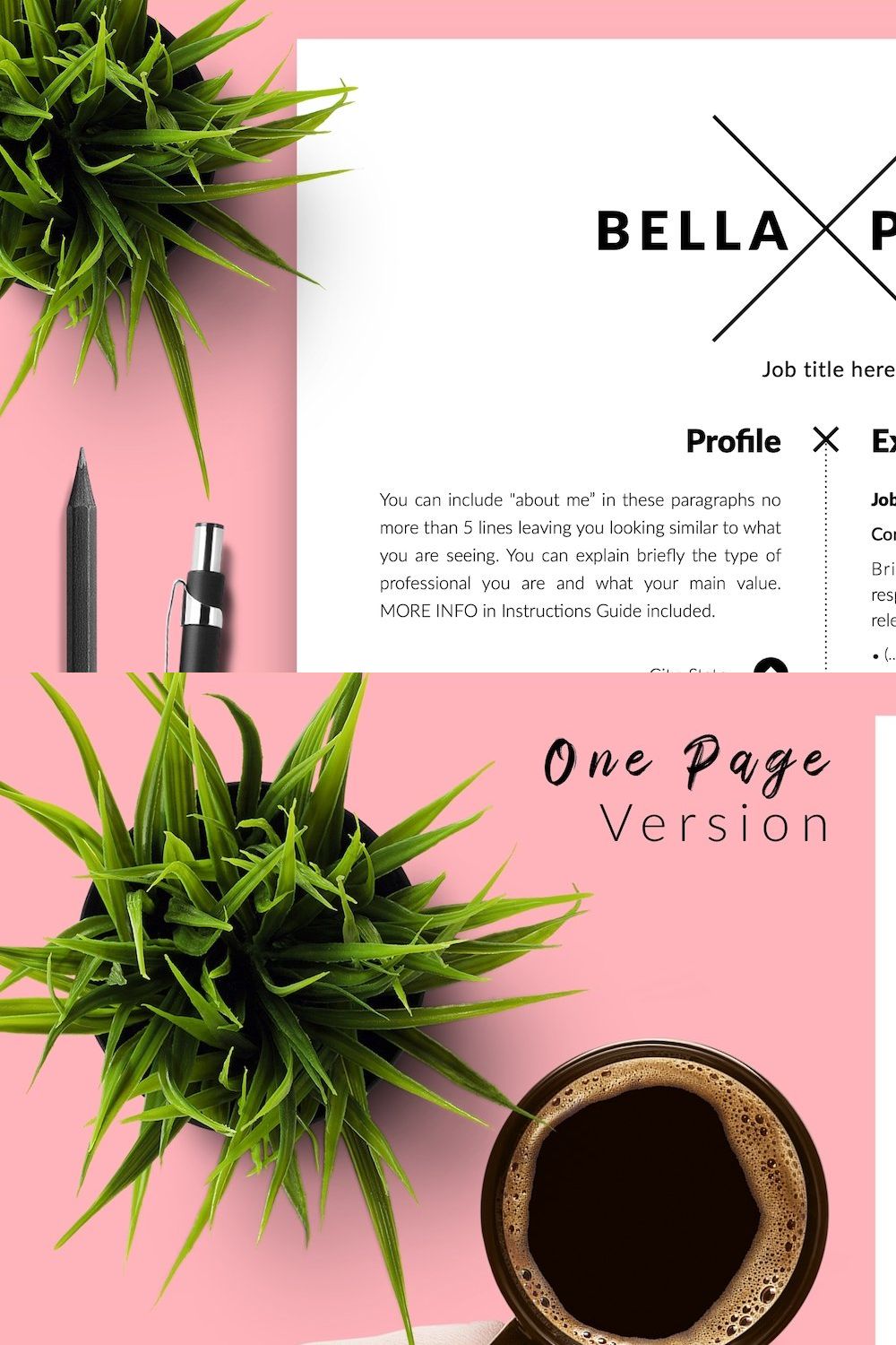Simple CV Template / Resume - Bella pinterest preview image.