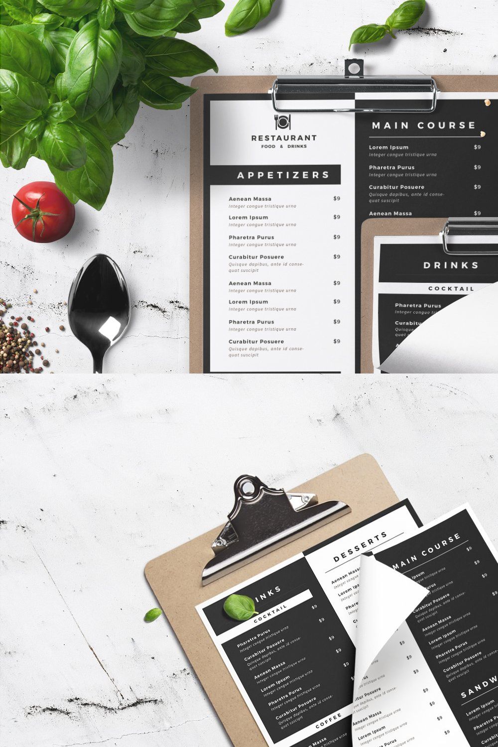 Simple Food Menu pinterest preview image.