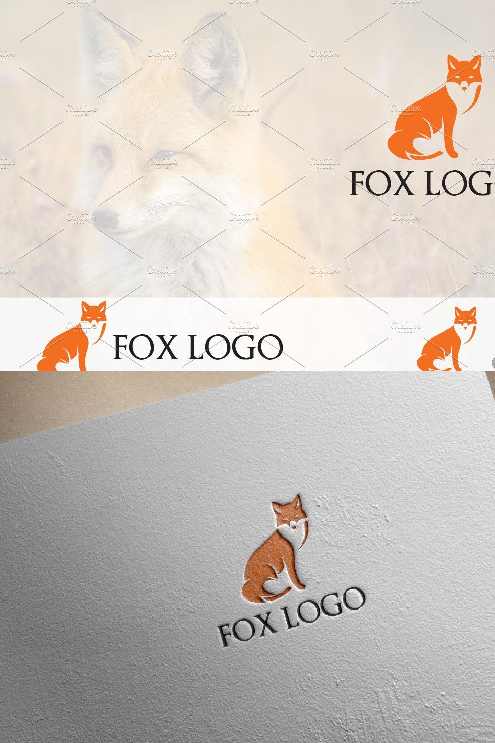 Simple Orange Fox Sit Logo Mascot pinterest preview image.