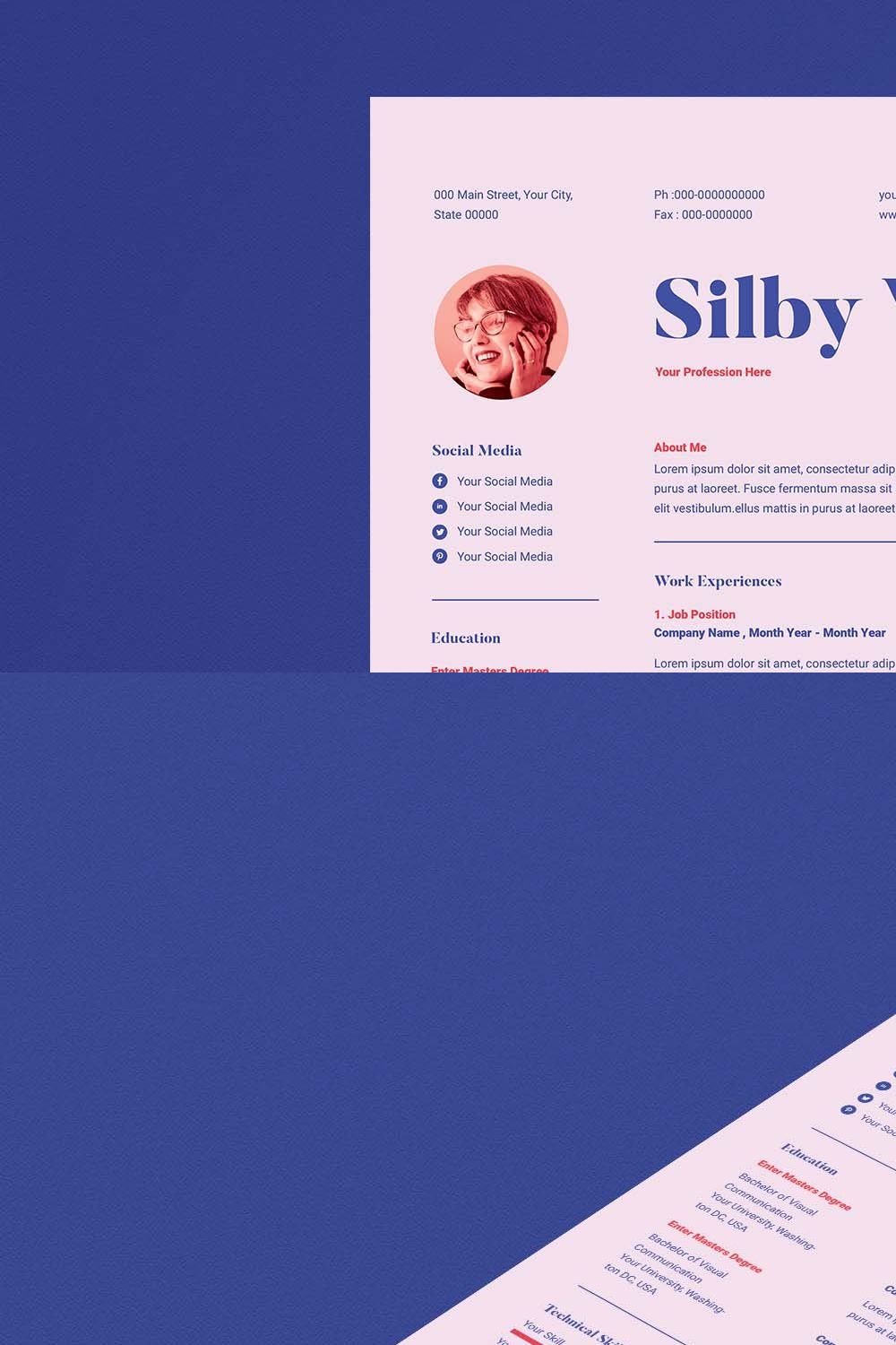 Simple Resume pinterest preview image.