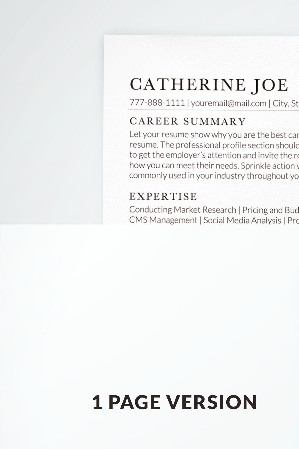 Simple Resume Template ATS pinterest preview image.