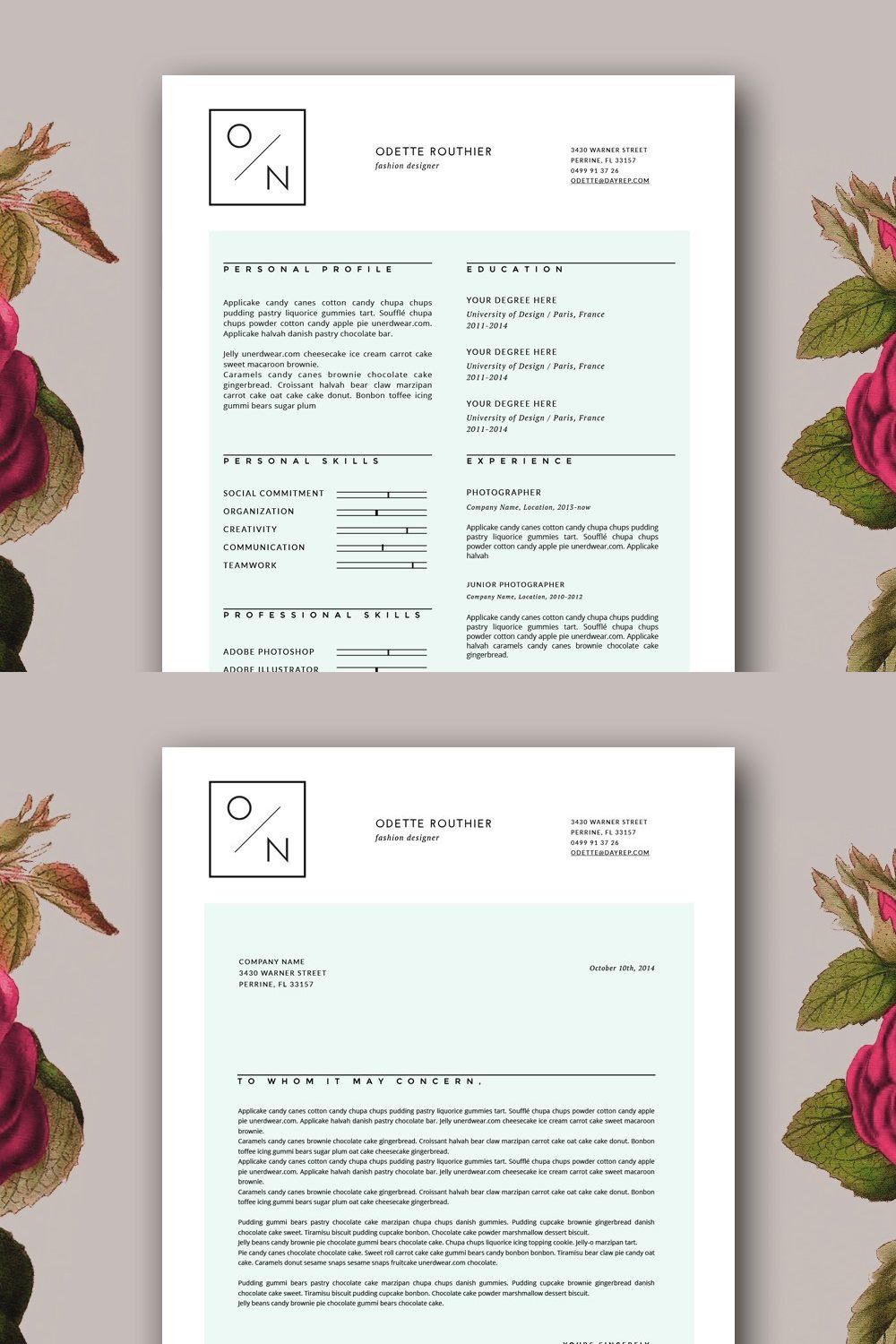 Simple Resume Template for MS Word pinterest preview image.
