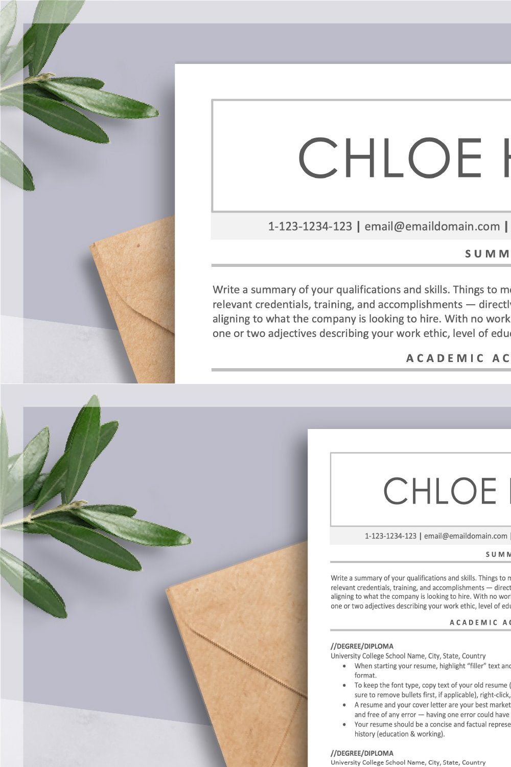Simple Resume Template | Mac & PC pinterest preview image.