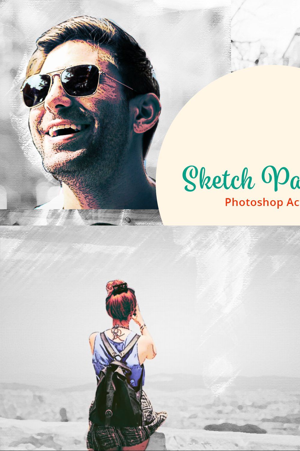 Sketch Painting Photoshop Action pinterest preview image.