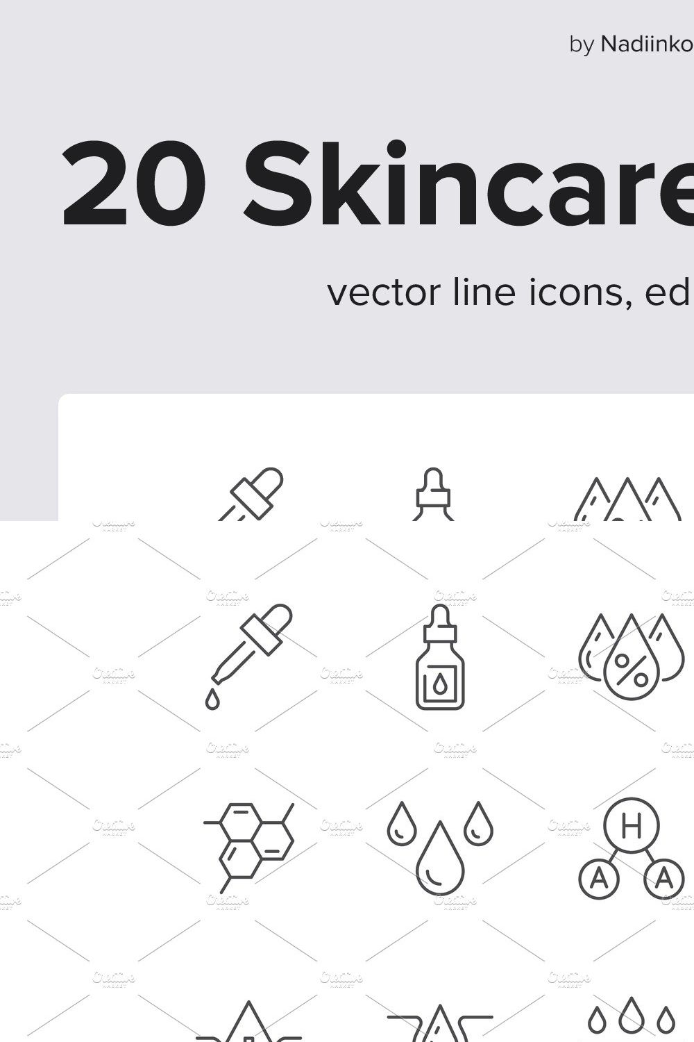 Skincare Line Icons pinterest preview image.