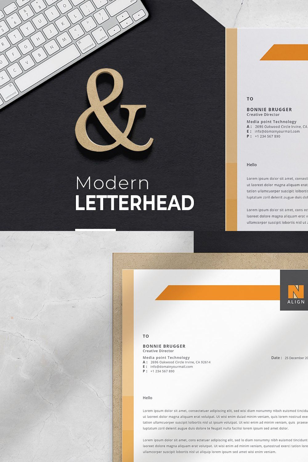 Small Business Letterhead pinterest preview image.