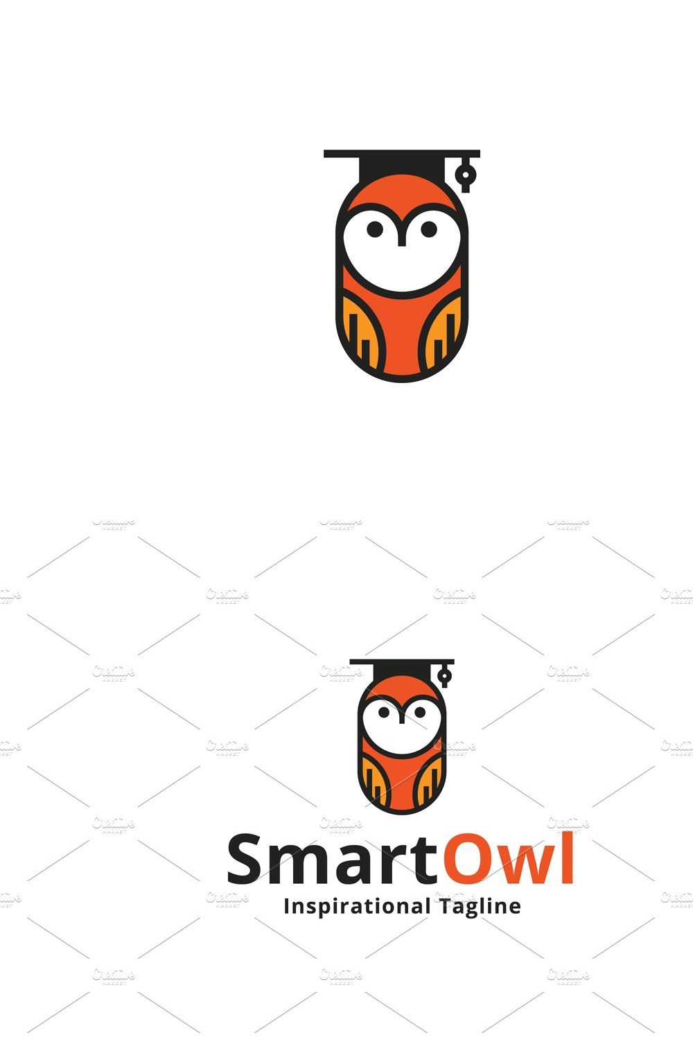 Smart Owl Logo Template pinterest preview image.