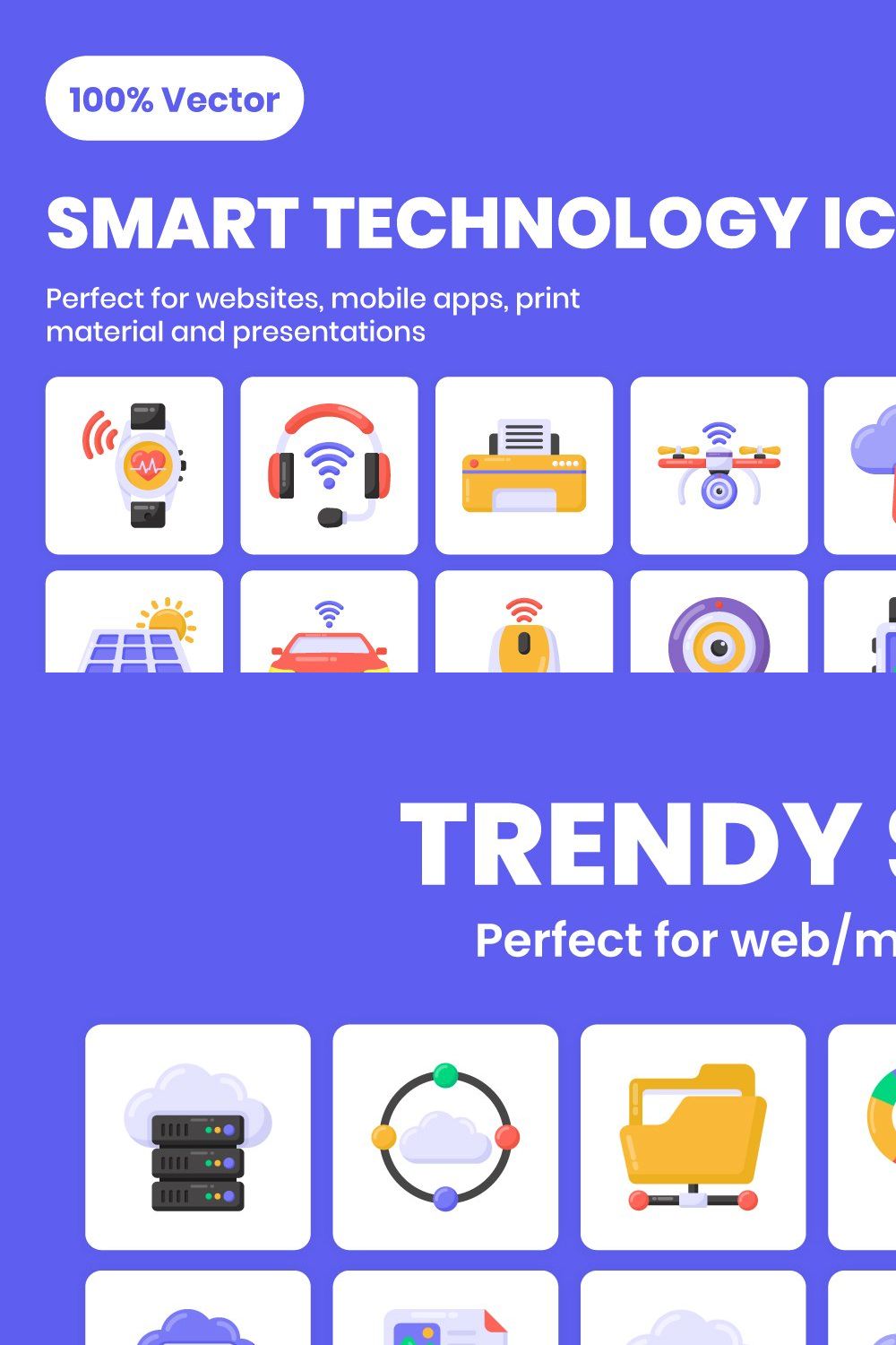 Smart Technology Icons - Vector icon pinterest preview image.