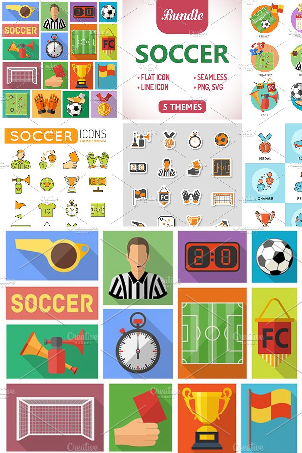 Soccer Icons & Stickers pinterest preview image.