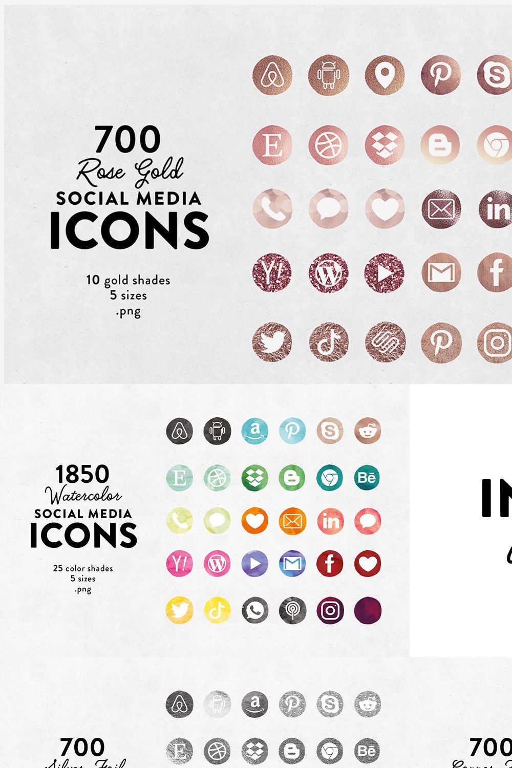 Social Media Icons BUNDLE pinterest preview image.