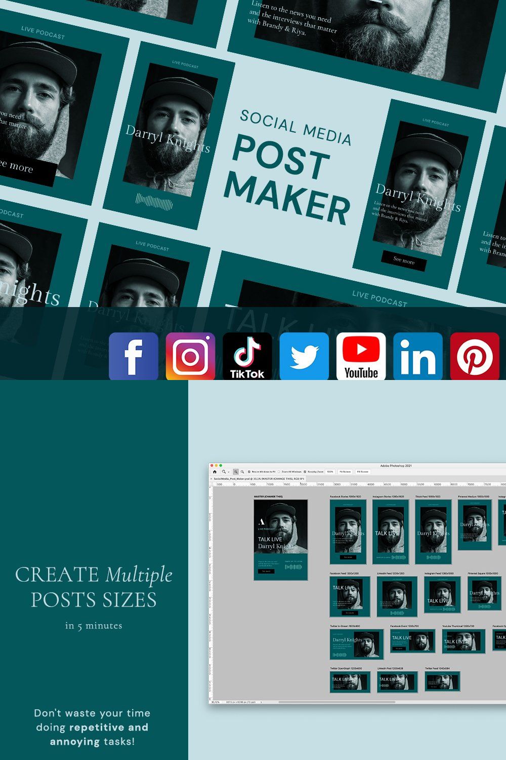 Social Media Post Maker pinterest preview image.
