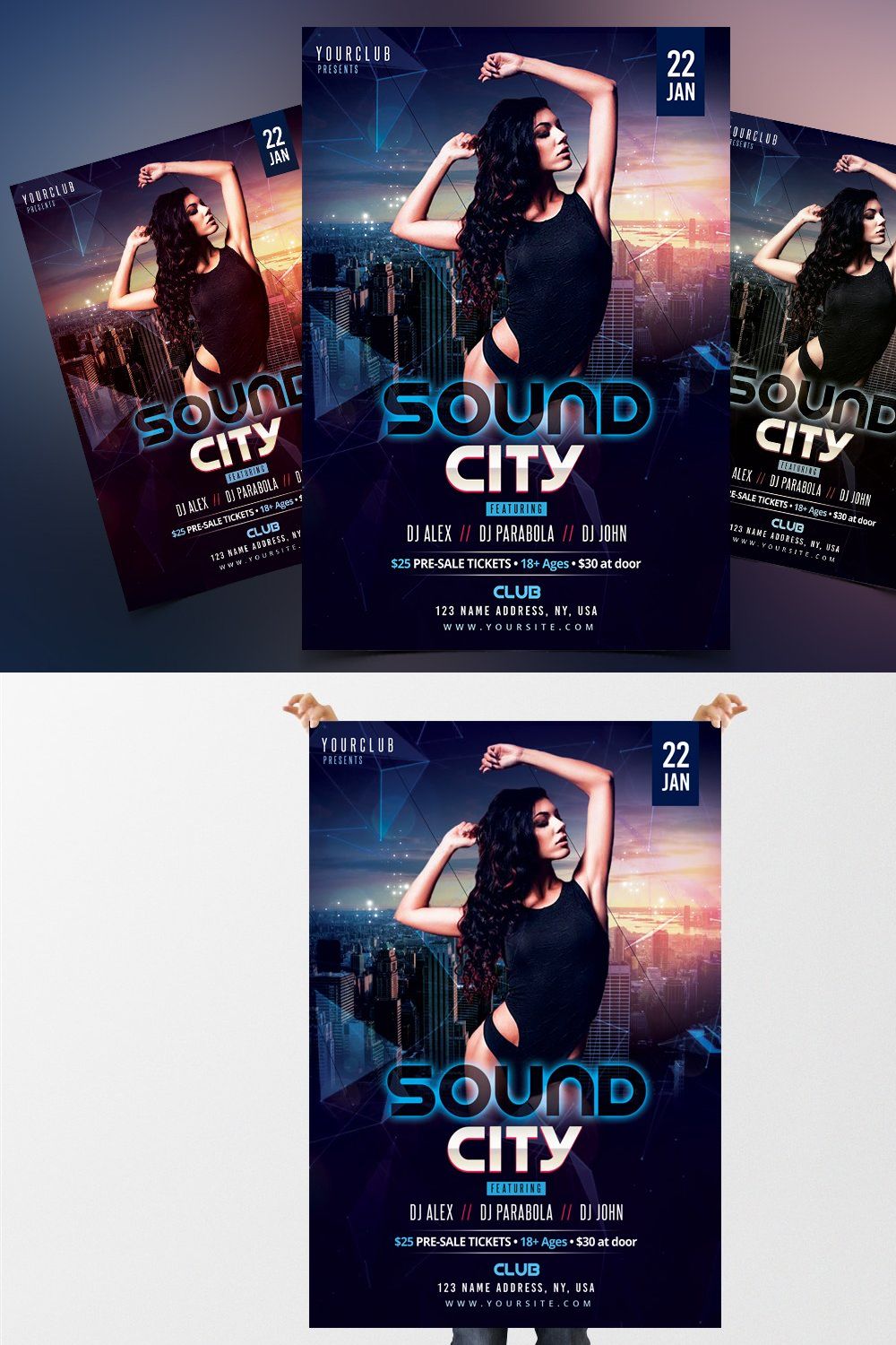 Sound City - PSD Flyer Template pinterest preview image.