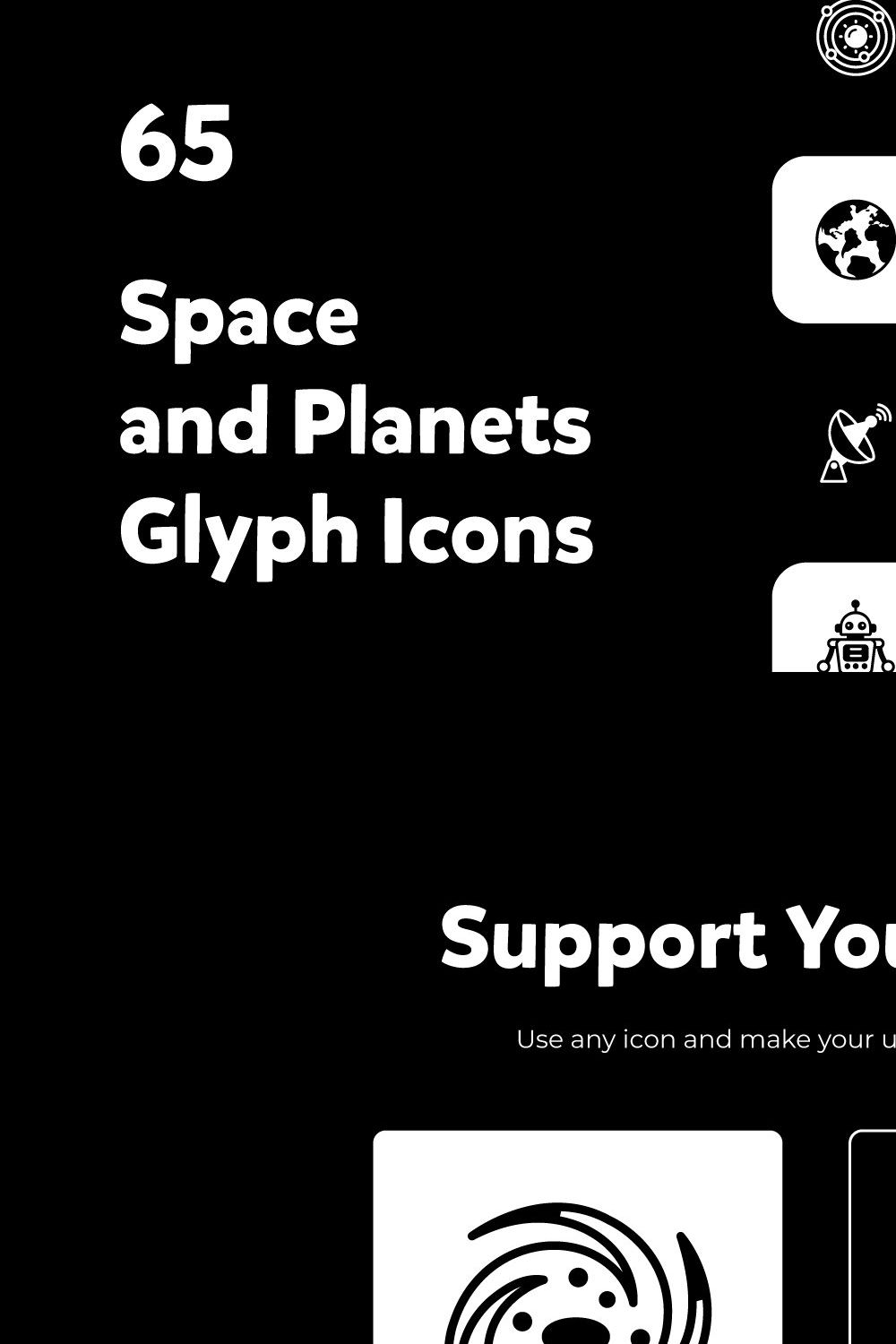 Space and Planets solid icons pinterest preview image.