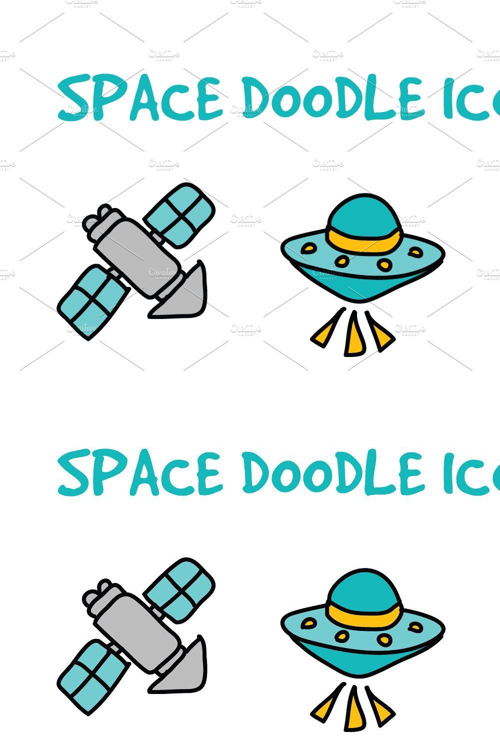 Space Doodle Icons Set pinterest preview image.