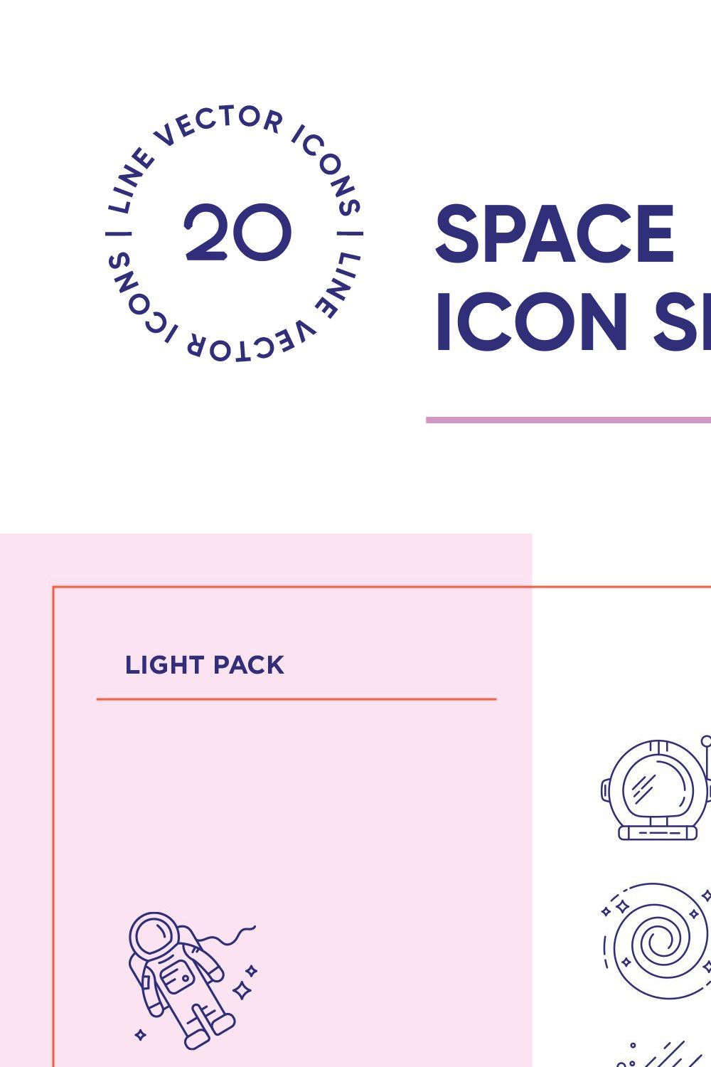 Space Exploration Line Icon Set pinterest preview image.