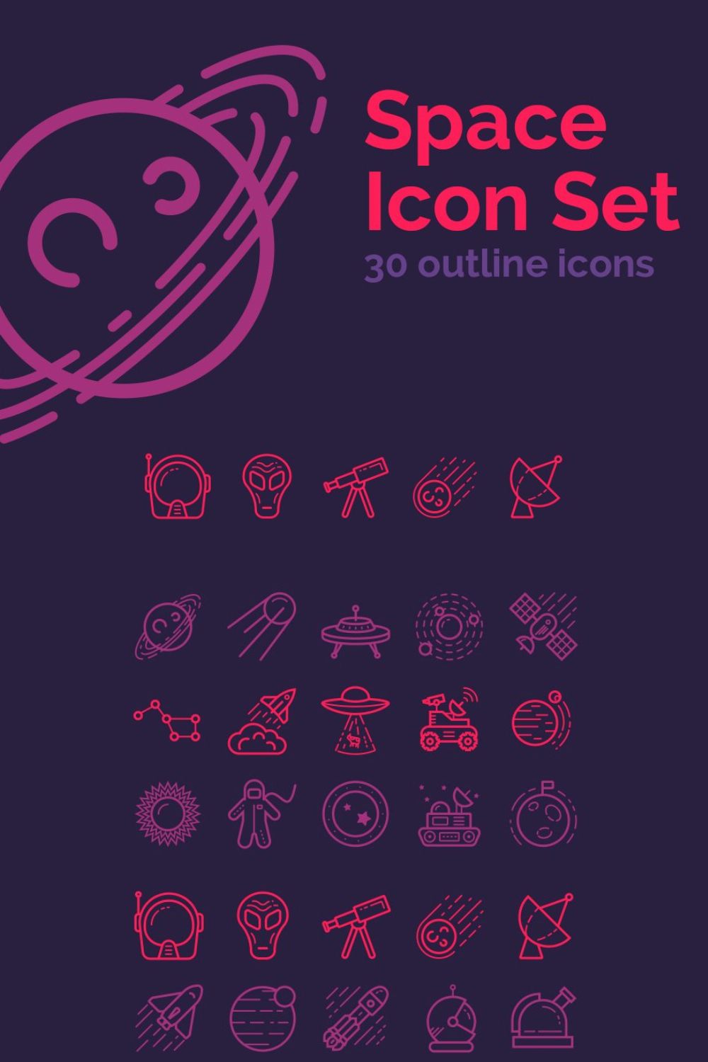 Space Icon Pack pinterest preview image.