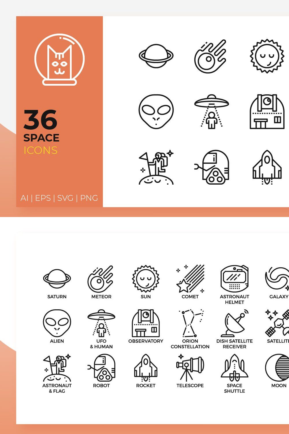 Space Icons pinterest preview image.