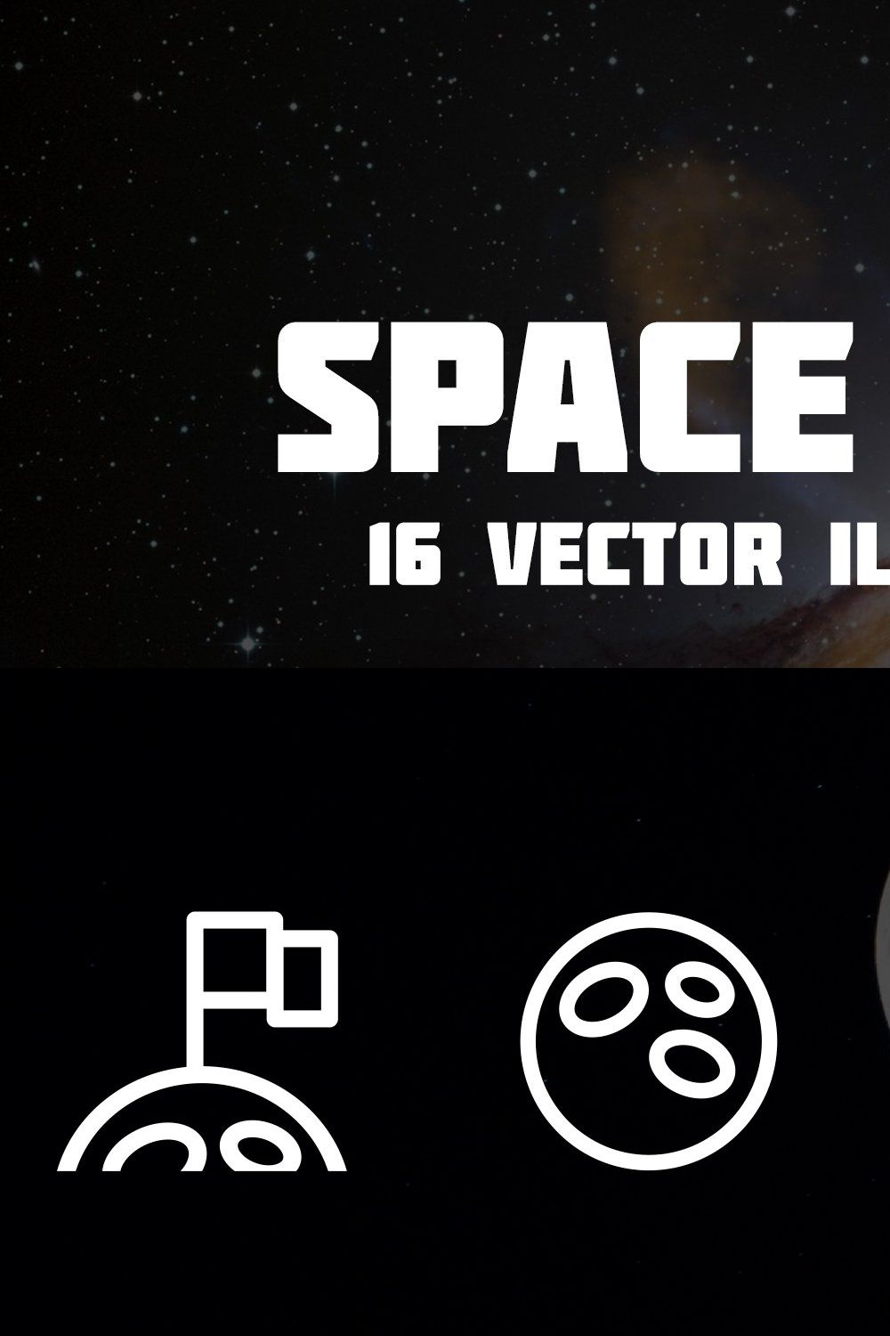 Space Icons - Set of 16 Vectors pinterest preview image.