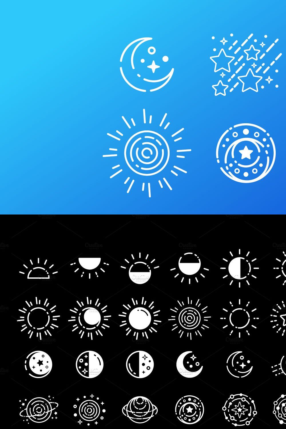 Space Line Icons Set pinterest preview image.