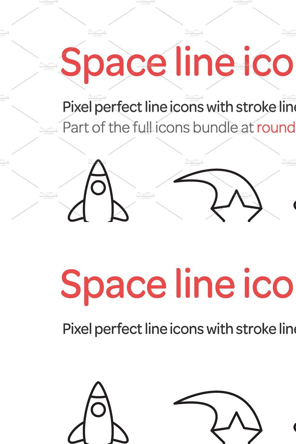 Space Line Icons Set pinterest preview image.