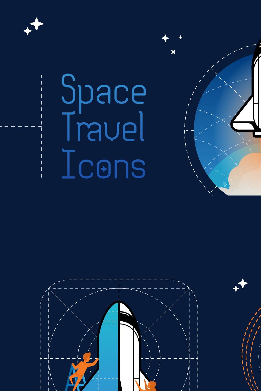 Space Travel Icons pinterest preview image.