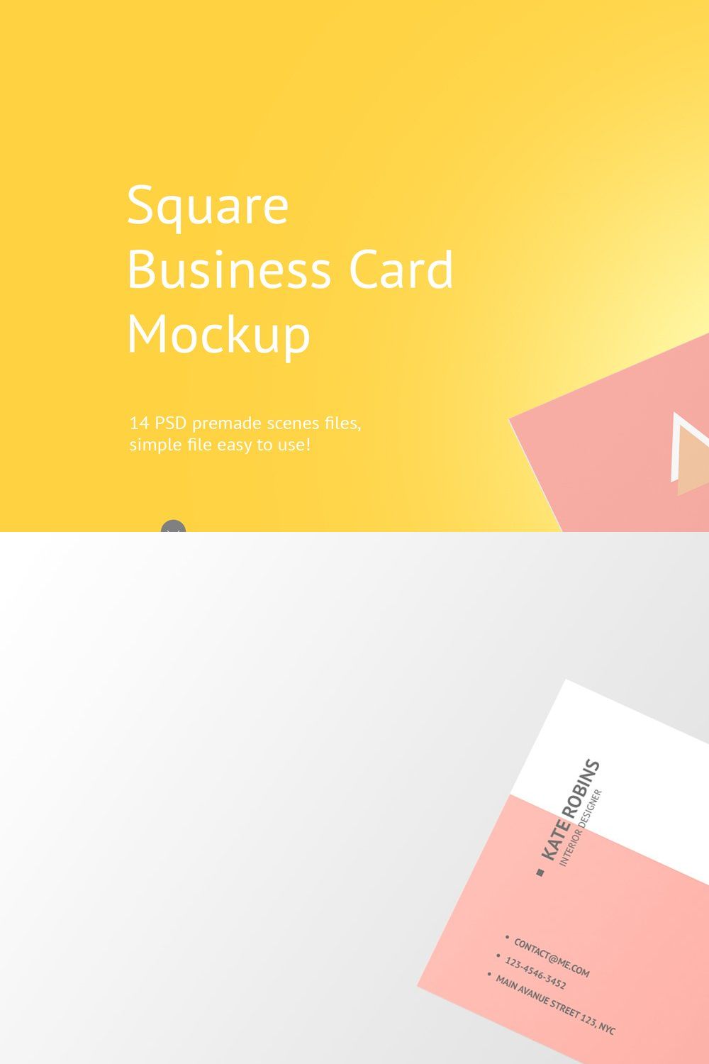 Square Business Card Mockup pinterest preview image.