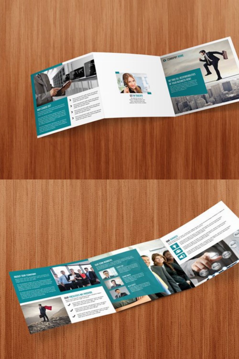 Square Tri fold business brochure pinterest preview image.