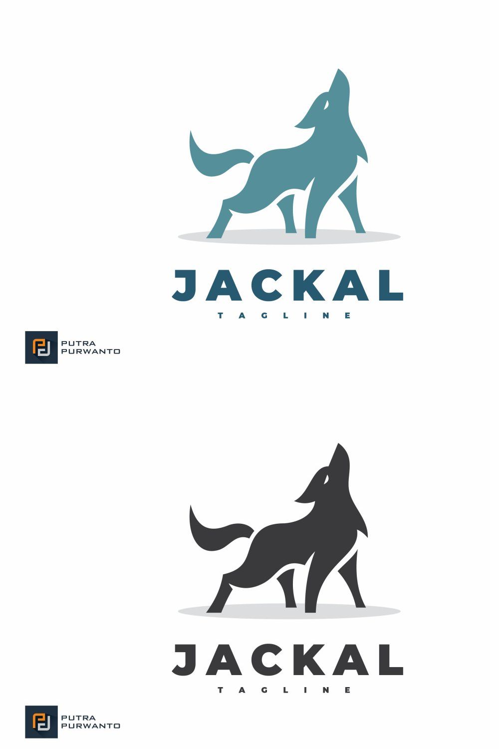 Standing Howling Wolf Logo Design pinterest preview image.