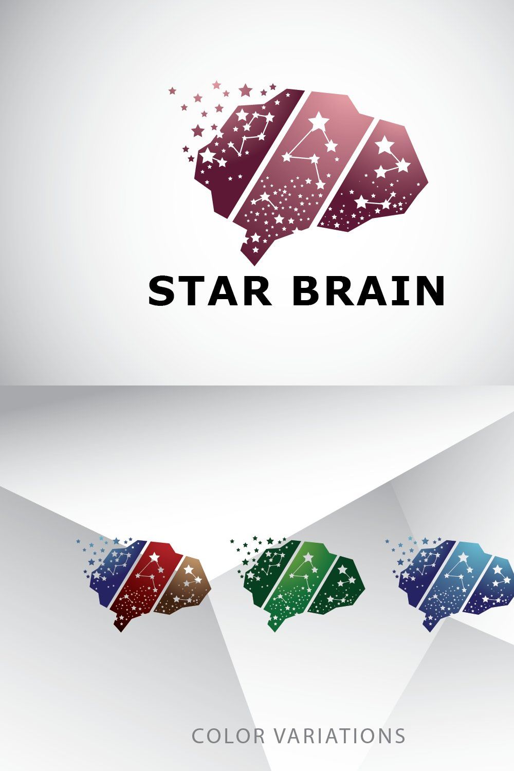 Star Brain Logo Template pinterest preview image.
