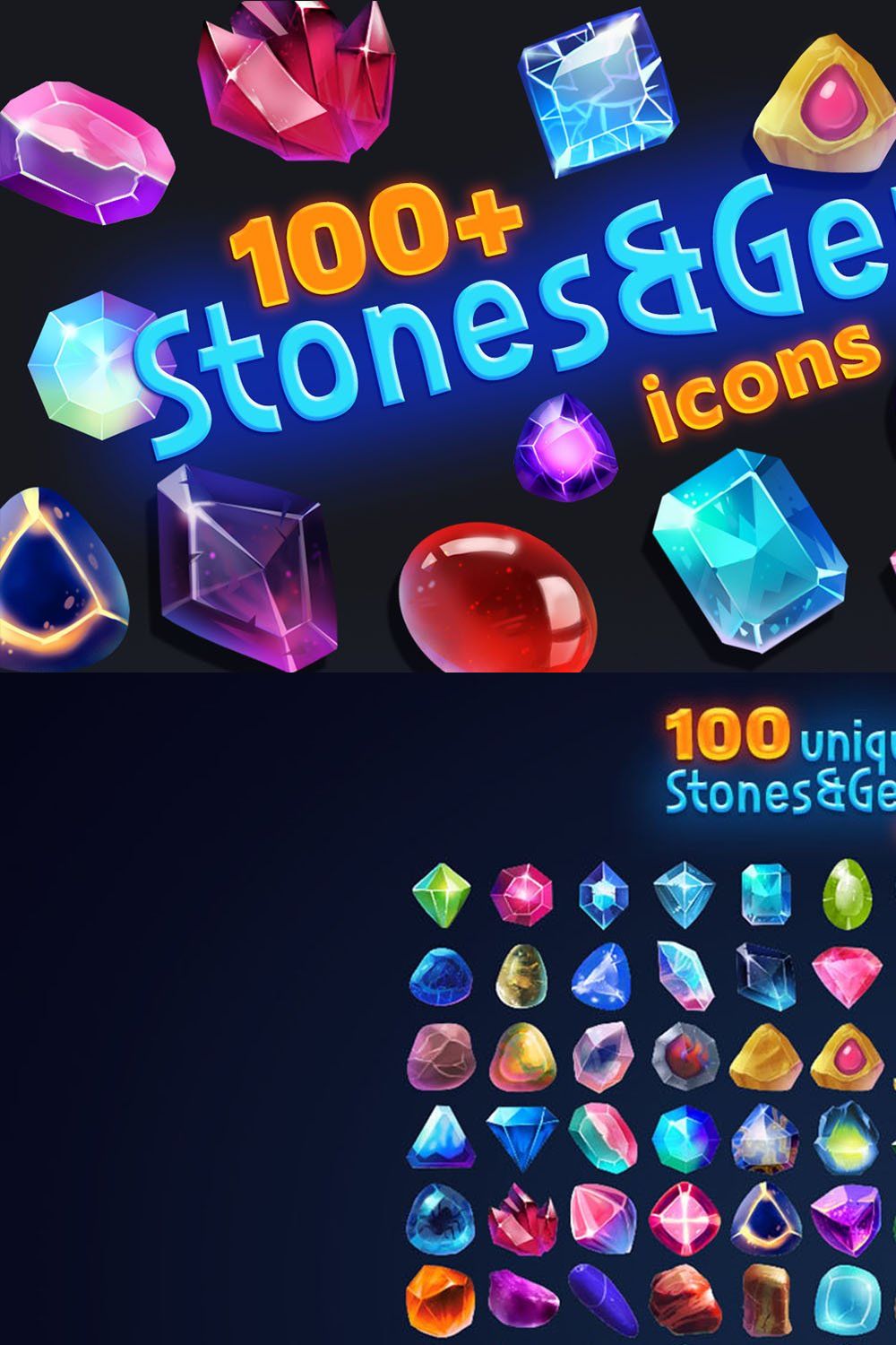 Stones & Gem Icon Pack pinterest preview image.