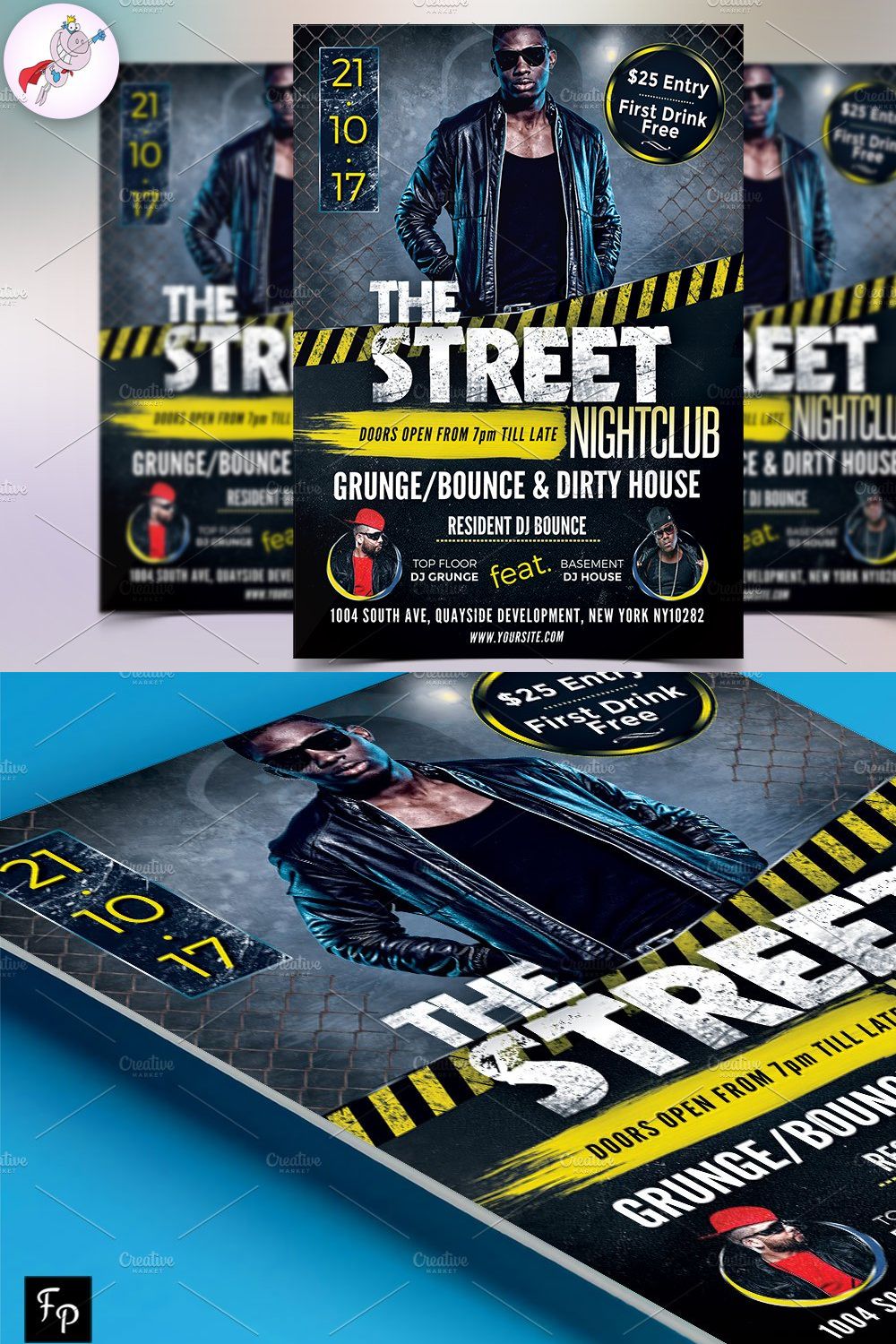 Street Party Flyer Template pinterest preview image.