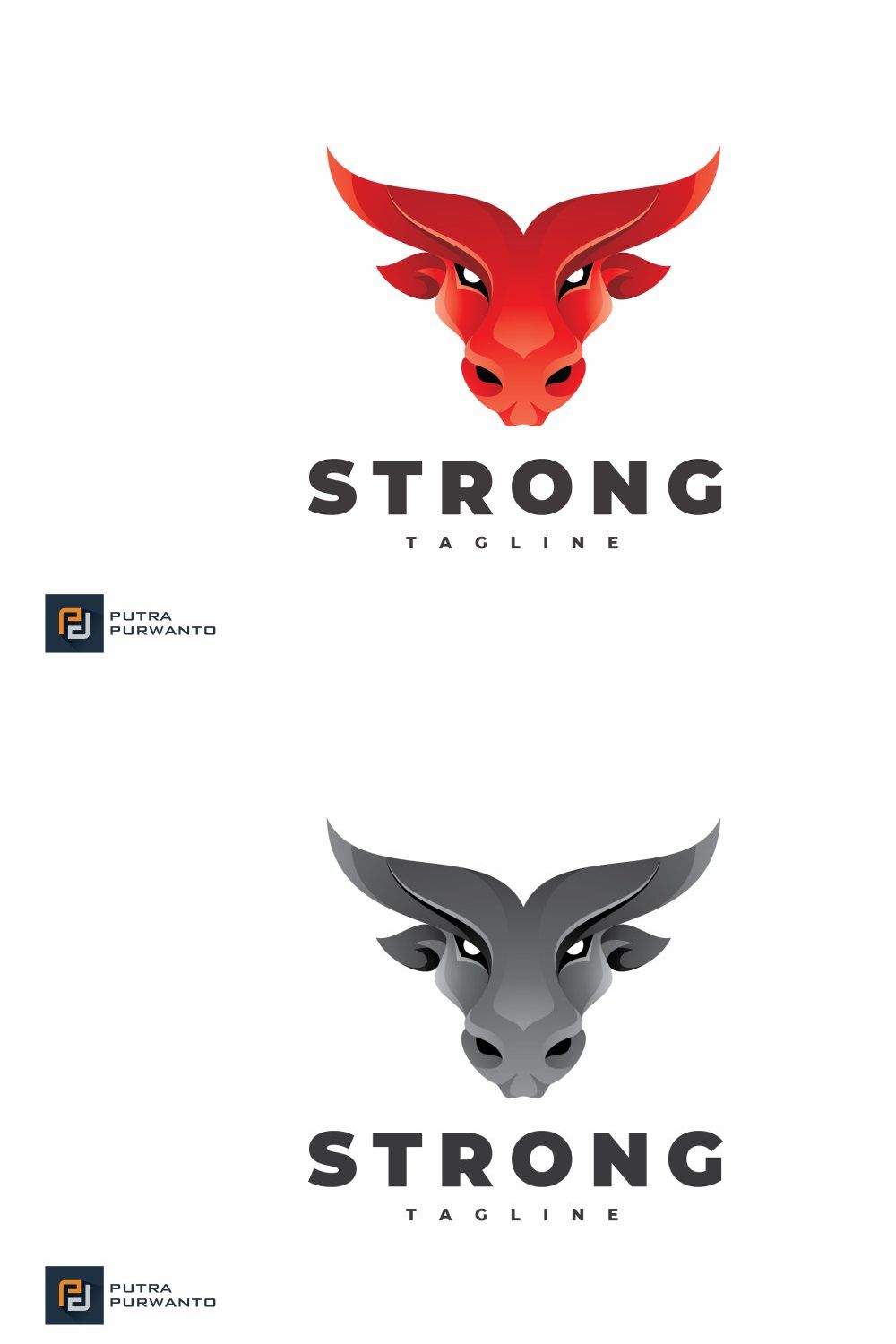 Strong Bull - Logo Template pinterest preview image.