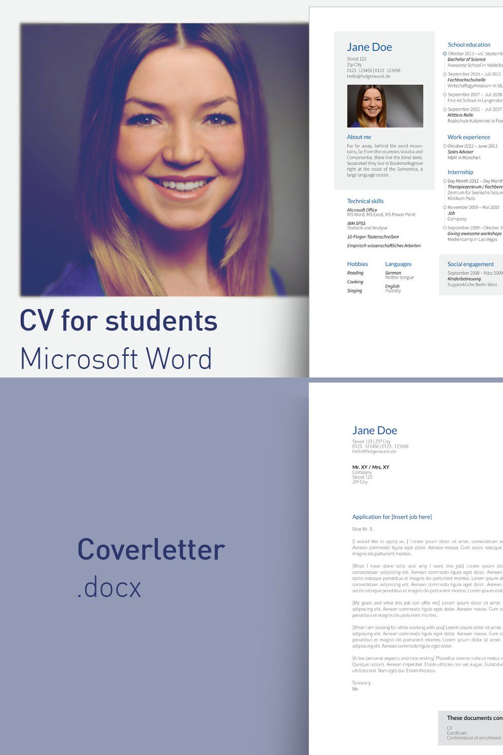 Student Resume and Cover Letter pinterest preview image.